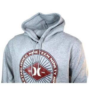 HURLEY Men's M Heavyweight Graphic Hoodie Cotton Rich Heather Gray EST 1999